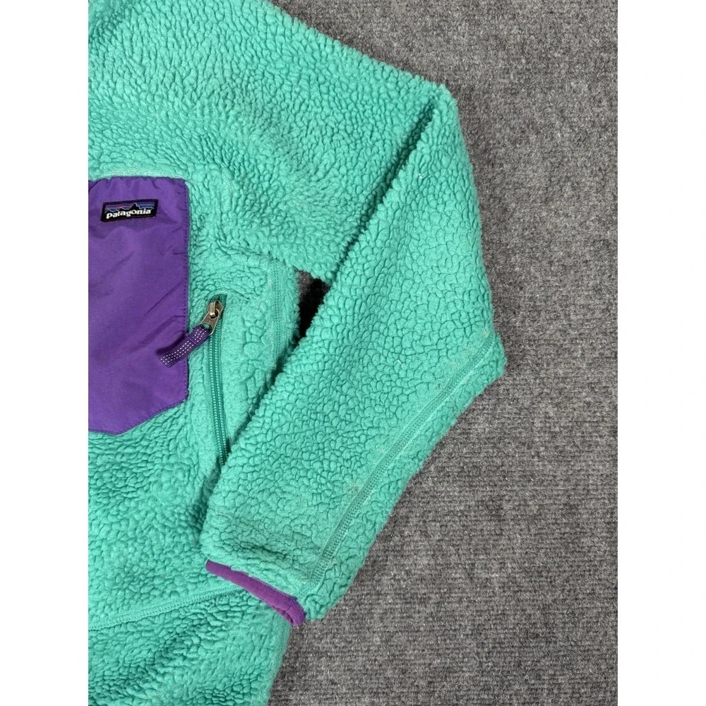 Vintage Patagonia Retro-X Deep Pile Fleece Jacket Girls Kids Sz M 10 Youth Teal